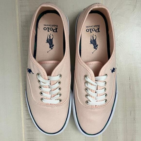 POLO RALPH LAUREN KEATON PONY SK-LTL MEN'S SIZE 7D SNEAKERS PINK COLOR NAVY PONY - Picture 7 of 9